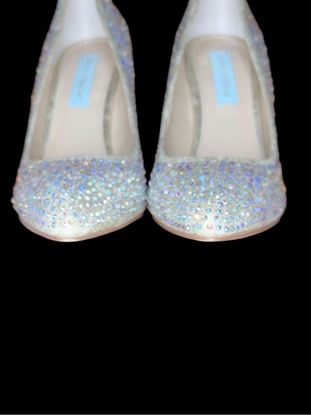 Blue by Betsey Johnson Rhinestone Bridal Wedding Heels Silver Sparkle Pumps 8.5 - Picture 9 of 14